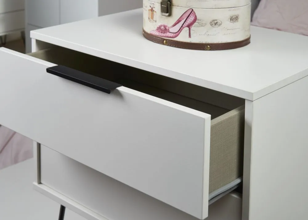 Hong Kong 3 Drawer Midi Chest with Hairpin Legs - White