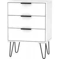 Hong Kong 3 Drawer Midi Chest with Hairpin Legs - White