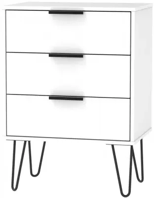 Hong Kong 3 Drawer Midi Chest with Hairpin Legs - White