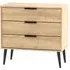Hong Kong 3 Drawer Midi Chest with Wooden Legs - Oak Effect