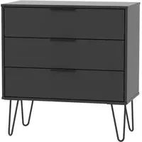 Hong Kong 3 Drawer Small Chest with Hairpin Legs - Black