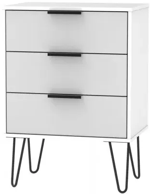 Hong Kong 3 Drawer Small Chest with Hairpin Legs - Grey