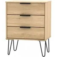 Hong Kong 3 Drawer Small Chest with Hairpin Legs - Oak
