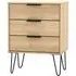 Hong Kong 3 Drawer Small Chest with Hairpin Legs - Oak