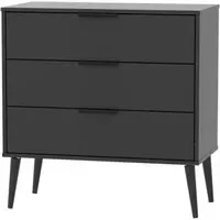 Hong Kong 3 Drawer Small Chest with Wooden Legs - Black