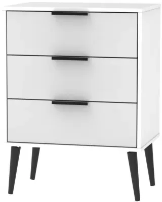Hong Kong 3 Drawer Small Chest with Wooden Legs - Grey