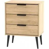 Hong Kong 3 Drawer Small Chest with Wooden Legs - Oak Effect