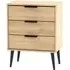 Hong Kong 3 Drawer Small Chest with Wooden Legs - Oak Effect