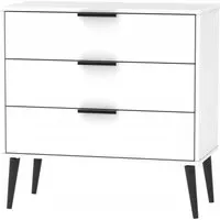 Hong Kong 3 Drawer Small Chest with Wooden Legs - White