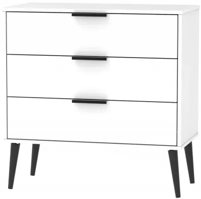 Hong Kong 3 Drawer Small Chest with Wooden Legs - White