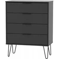 Hong Kong 4 Drawer Chest with Hairpin Legs - Black
