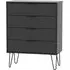Hong Kong 4 Drawer Chest with Hairpin Legs - Black