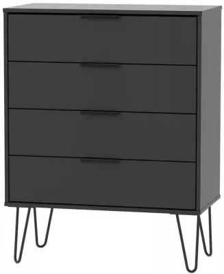 Hong Kong 4 Drawer Chest with Hairpin Legs - Black image