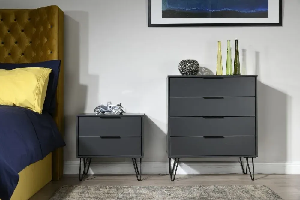 Hong Kong 4 Drawer Chest with Hairpin Legs - Graphite