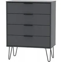 Hong Kong 4 Drawer Chest with Hairpin Legs - Graphite
