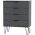 Hong Kong 4 Drawer Chest with Hairpin Legs - Graphite