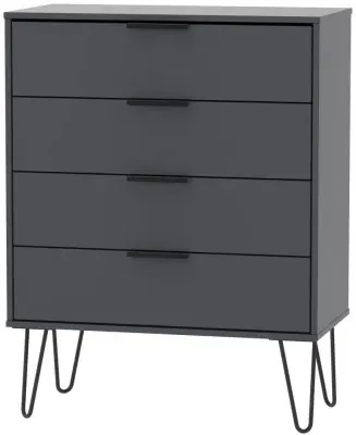 Hong Kong 4 Drawer Chest with Hairpin Legs - Graphite