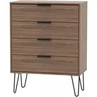 Hong Kong 4 Drawer Chest with Hairpin Legs - Walnut