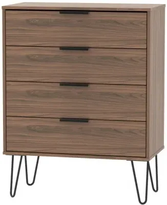 Hong Kong 4 Drawer Chest with Hairpin Legs - Walnut