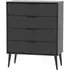 Hong Kong 4 Drawer Chest with Wooden Legs - Black