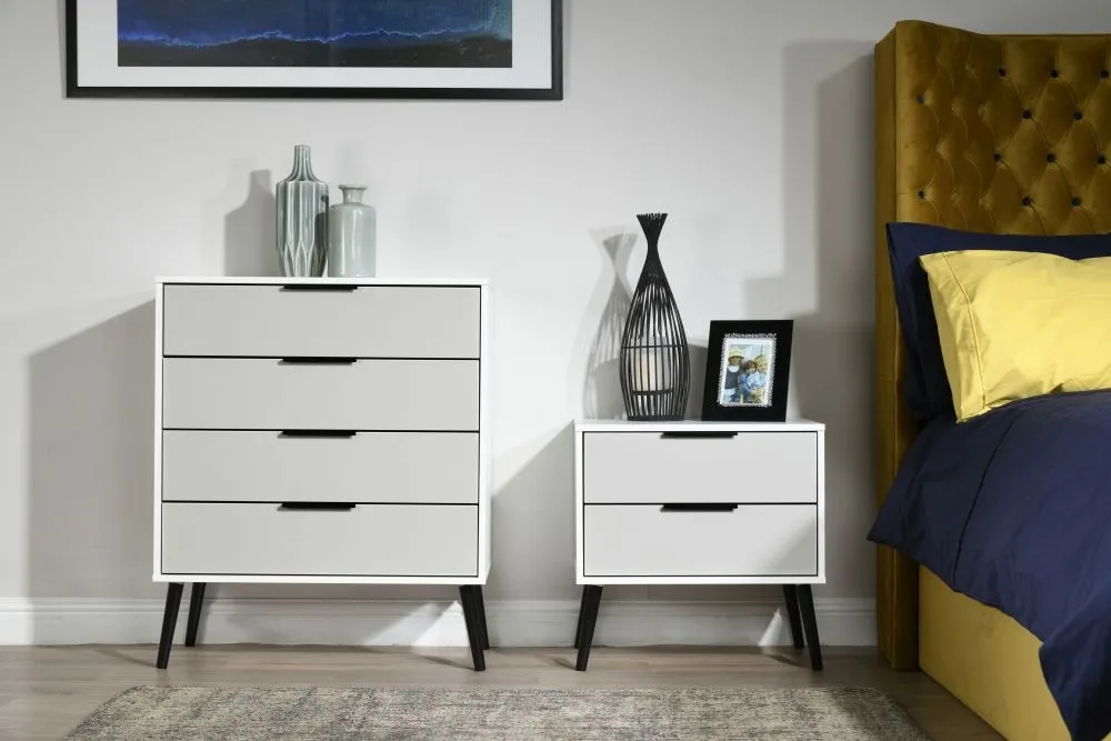 Hong Kong 4 Drawer Chest with Wooden Legs - Cashmere