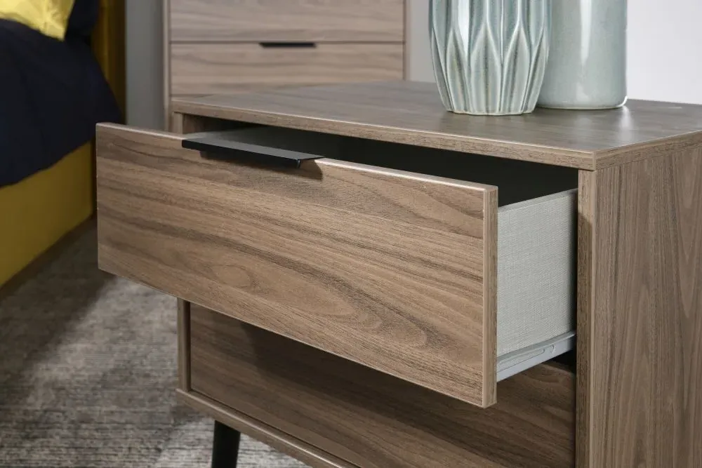 Hong Kong 4 Drawer Chest with Wooden Legs - Walnut