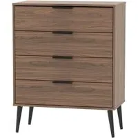 Hong Kong 4 Drawer Chest with Wooden Legs - Walnut