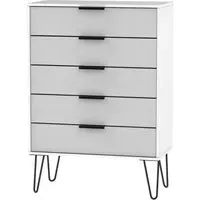 Hong Kong 5 Drawer Chest with Hairpin Legs - Grey