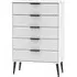 Hong Kong 5 Drawer Chest with Wooden Legs - Grey