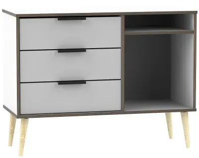 Hong Kong 95cm TV Unit with Wooden Legs - Grey