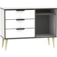 Hong Kong 95cm TV Unit with Wooden Legs - White
