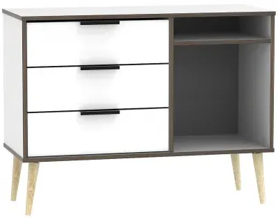 Hong Kong 95cm TV Unit with Wooden Legs - White
