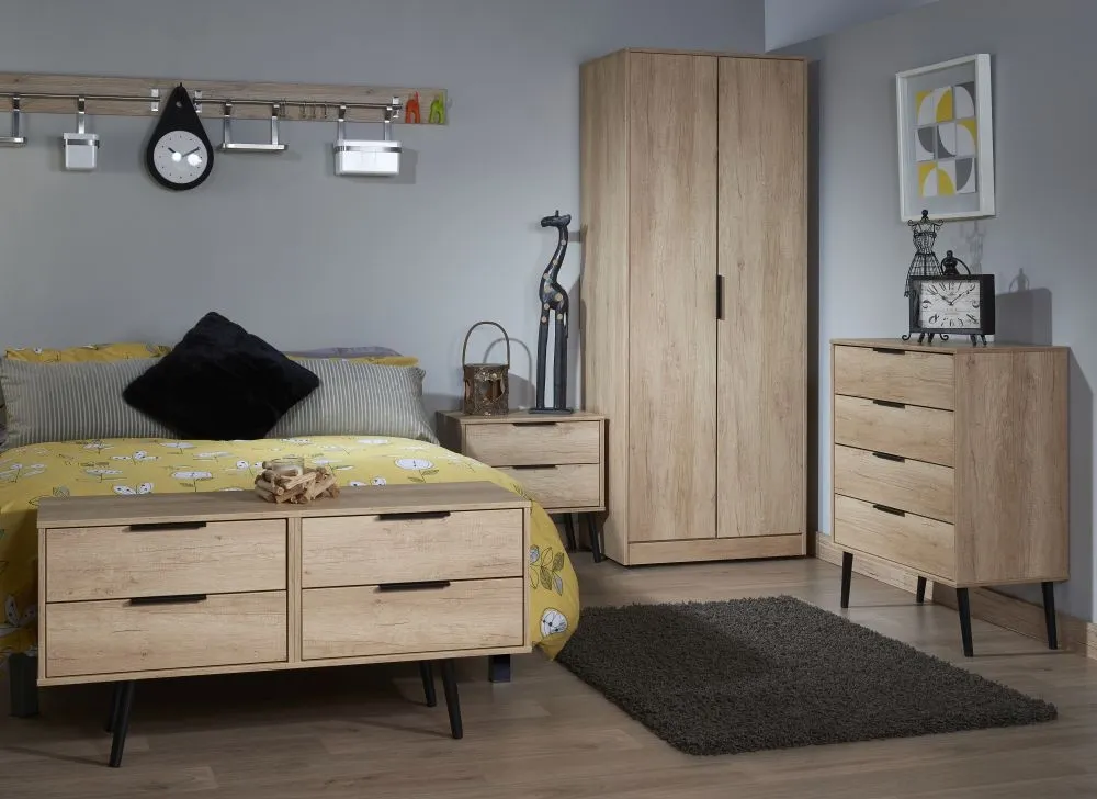 Hong Kong Bed Box with Wooden Legs - Nebraska Oak