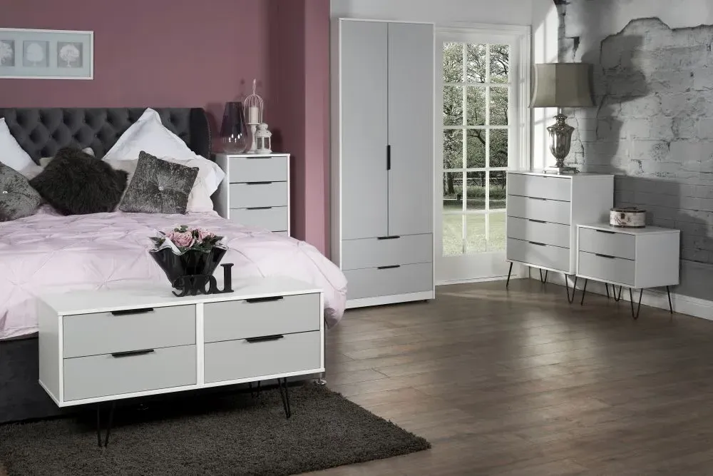 Hong Kong Narrow 5 Drawer Chest with Hairpin Legs - Grey