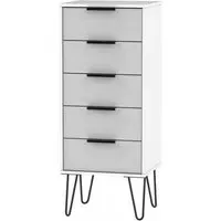 Hong Kong Narrow 5 Drawer Chest with Hairpin Legs - Grey