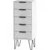 Hong Kong Narrow 5 Drawer Chest with Hairpin Legs - Grey