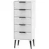 Hong Kong Narrow 5 Drawer Chest with Wooden Legs - Grey