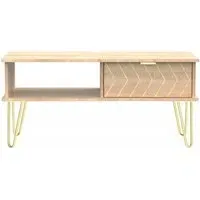 Jigsaw 1 Drawer Coffee Table with Hairpin Legs - Oak