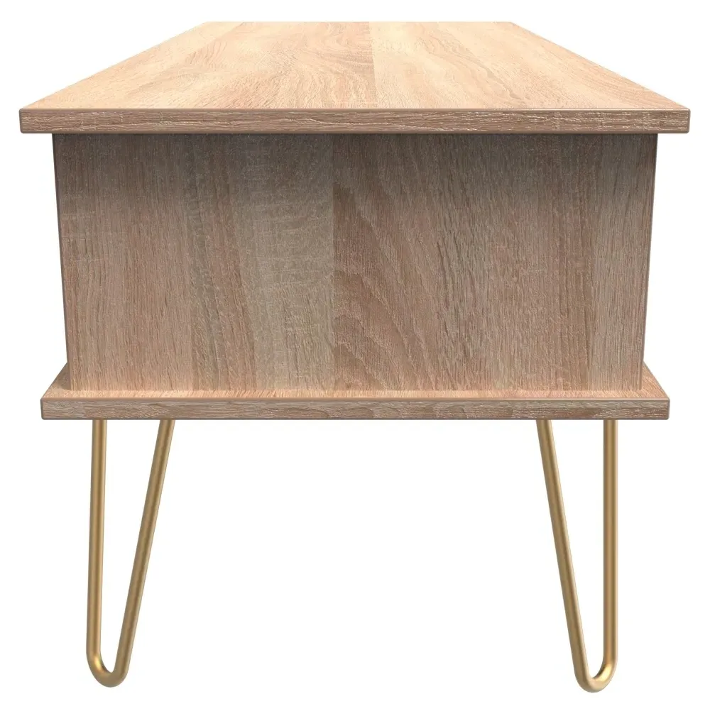 Jigsaw 1 Drawer Coffee Table with Hairpin Legs - White, Oak