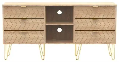 Jigsaw 150cm TV Unit with Hairpin Legs - Oak Effect image
