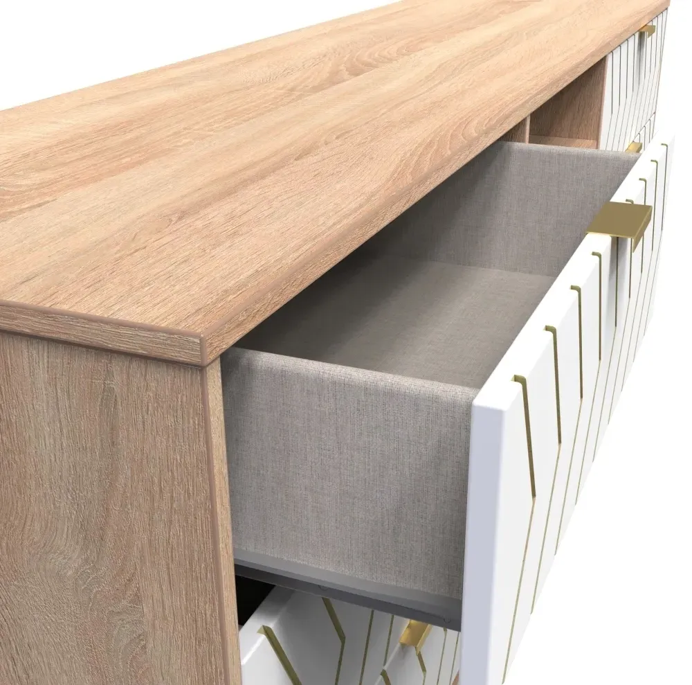 Jigsaw 150cm TV Unit with Hairpin Legs - White, Oak Effect