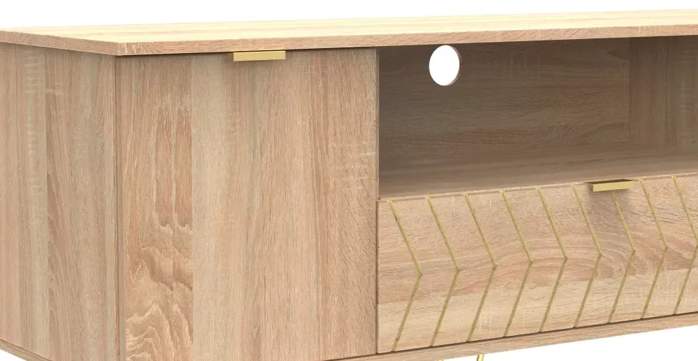 Jigsaw 65cm TV Unit with Hairpin Legs - Oak Effect