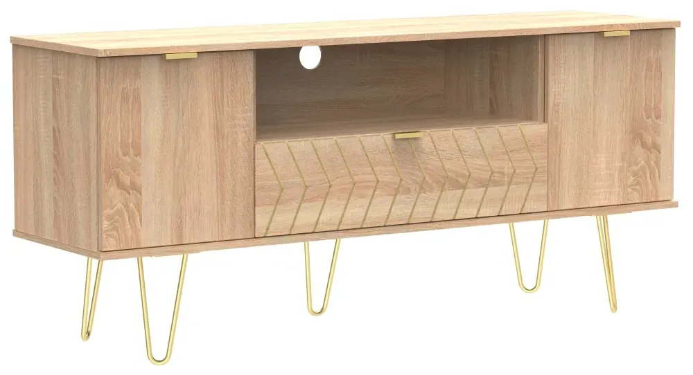 Jigsaw 65cm TV Unit with Hairpin Legs - Oak Effect