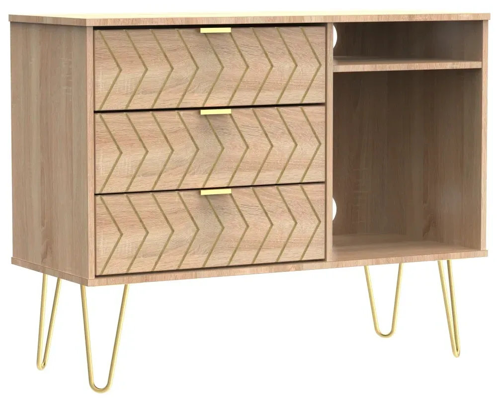 Jigsaw 95cm TV Unit with Hairpin Legs - Oak Effect