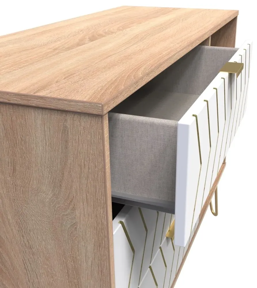 Jigsaw 95cm TV Unit with Hairpin Legs - White, Oak Effect