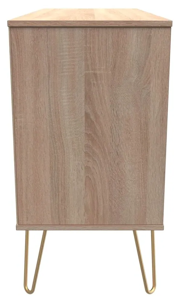 Jigsaw 95cm TV Unit with Hairpin Legs - White, Oak Effect