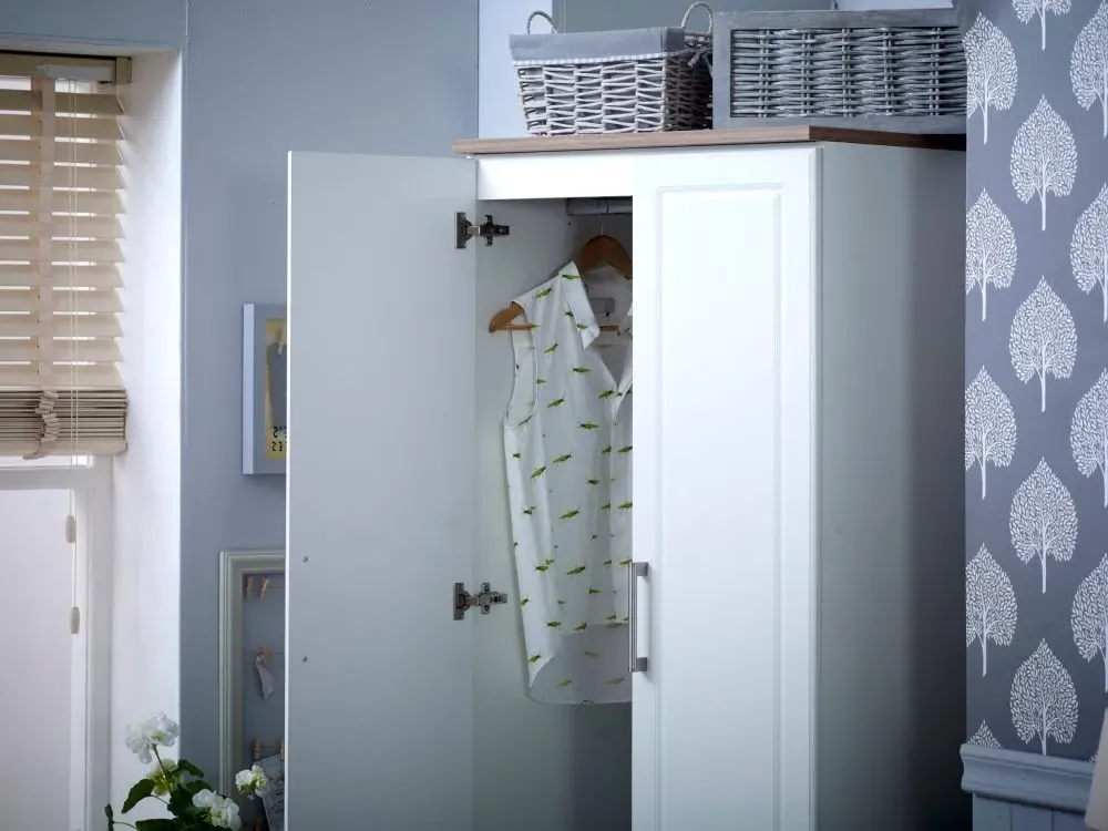 Kent 2 Door Double Wardrobe with 2 Drawers - White, Oak