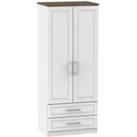 Kent 2 Door Double Wardrobe with 2 Drawers - White, Oak