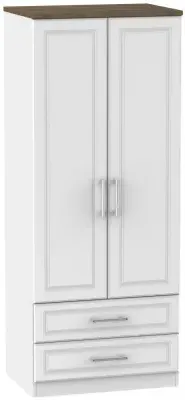 Kent 2 Door Double Wardrobe with 2 Drawers - White, Oak image