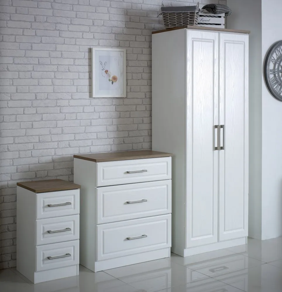 Kent 2 Door Tall Wardrobe - White, Oak